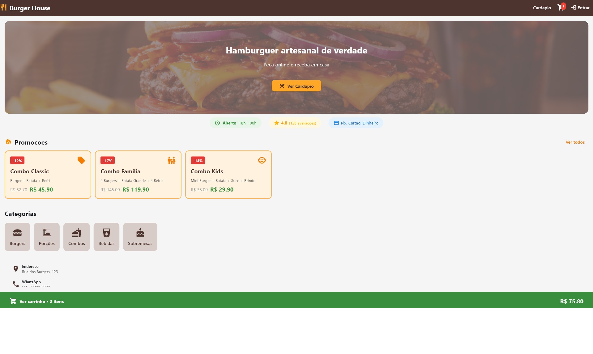 Sistema de Delivery - Tela 1